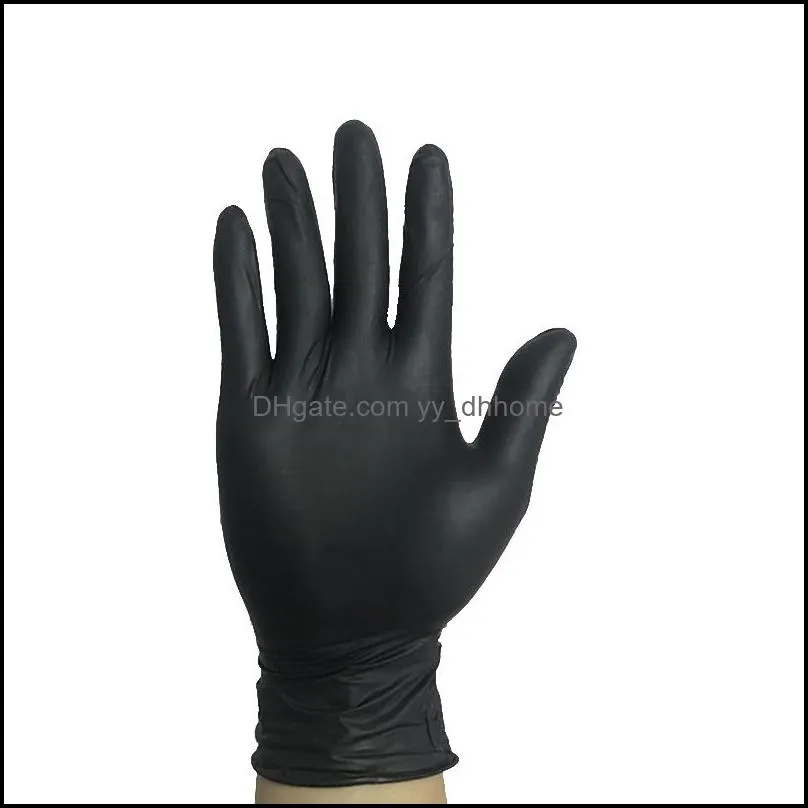 Thickened A-class disposable black NBR latex rubber tattoo gloves anti oil and anti slip repair gloves