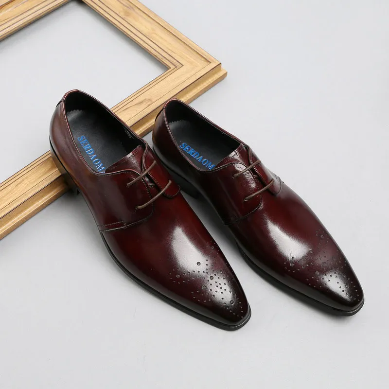 Erkek Örgün Ayakkabı Hakiki Deri Oxford Ayakkabı Erkekler Için Giyinme Düğün Ayakkabı Lace Up Erkek Brogues Ofis G59