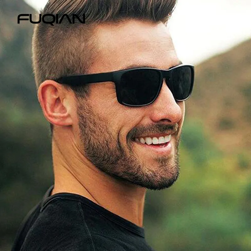 FUQIAN 2020 Fashion Square Polarized Sunglasses Men Vintage Plastic Male Sun Glasses Women Stylish Black Sport Shades UV400