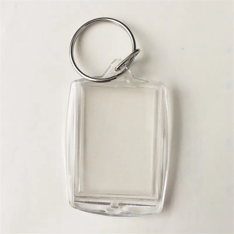 Acrylic Blank Keychains Key Rings Clear Plastic Rectangle Square Heart Insert Photo Keyfobs Promotion Split Keyring Chain Accessories DIY Picture