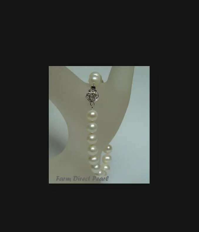 Feine Perlen Perlen Stränge Schmuck echte natürliche 8-9mm weiße Perlenarmband 7 "7.5" 8 "