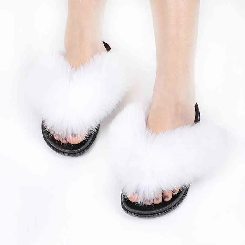 NXY Terlik OEM Yeni Moda EVA Ev Flip-Flop Kürk Sıcak Kadın Ayakkabı Hayvan Kürk Kadın Yetişkin Kapalı Kaymaz 220127