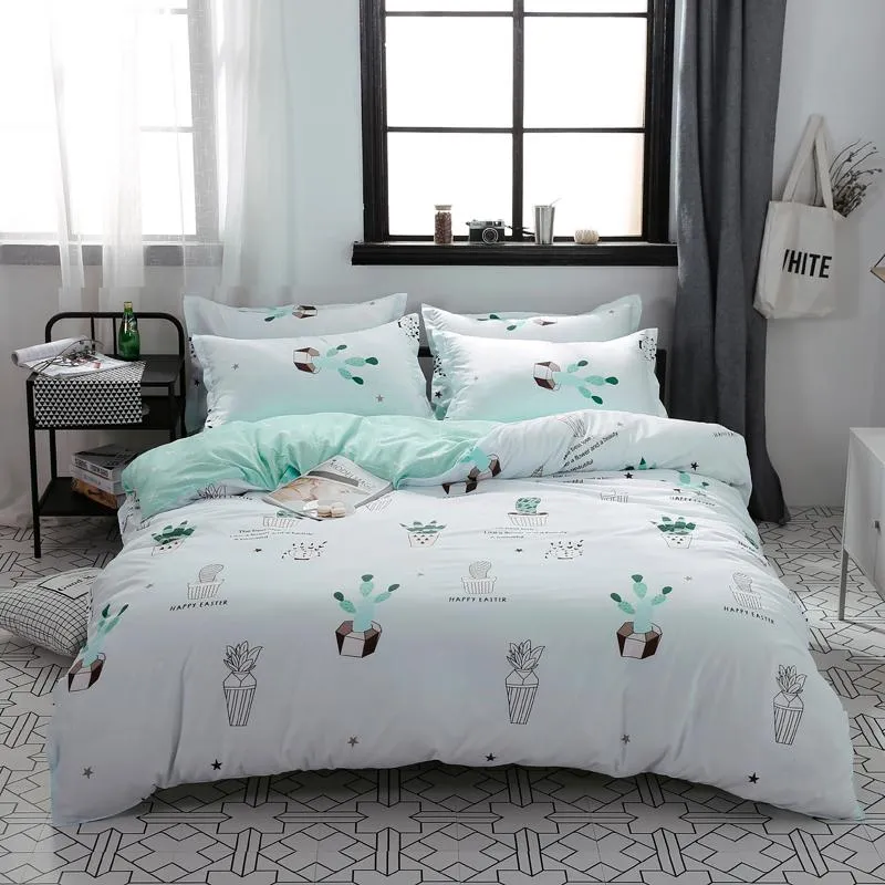 Compra Diseño Caliente Conjunto De Ropa De Cama Planta Cactus Happy Time  Funda De Edredón Funda Plana Funda De Almohada Cubierta De Acolchado  Conjunto De Cama Cama De Cama Reina Completa Ropa