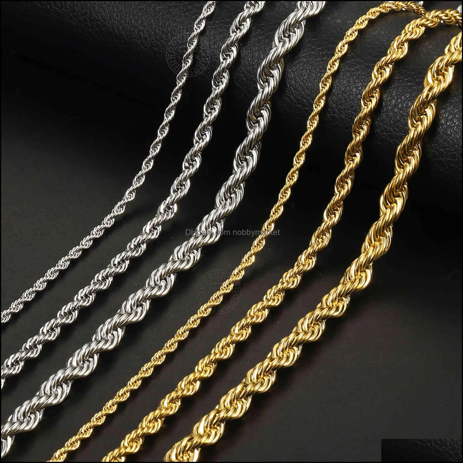 Stainls steel men`s women`s woven chain link, gold and sier necklace, 18-22 inch, 3 5 / 7mm, dknm178 jewelry accsori