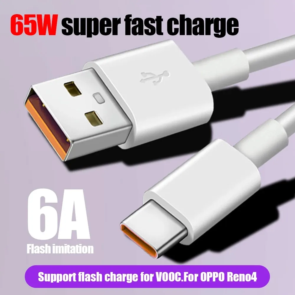 FAST CHARGE CABLES 1M 3FT 6A Type-C USB-kabel för Samsung S8 S9 S10 S20 Not 20 HTC Xiaomi Android Telefon