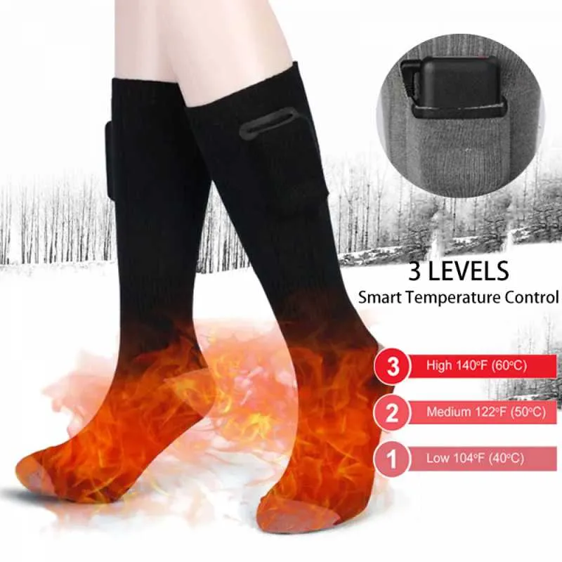 Chaussettes de sport chauffantes pour l'hiver, rechargeables, électriques, étanches, alimentées par batterie, équipement de ski de Camping pour temps froid