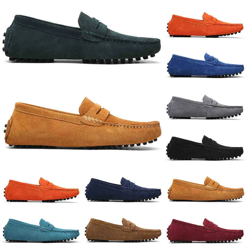 running shoes 2021 jogging casual Selling black pink blue gray orange green brown mens slip on lazyleather peas sizeOutdoor jogging