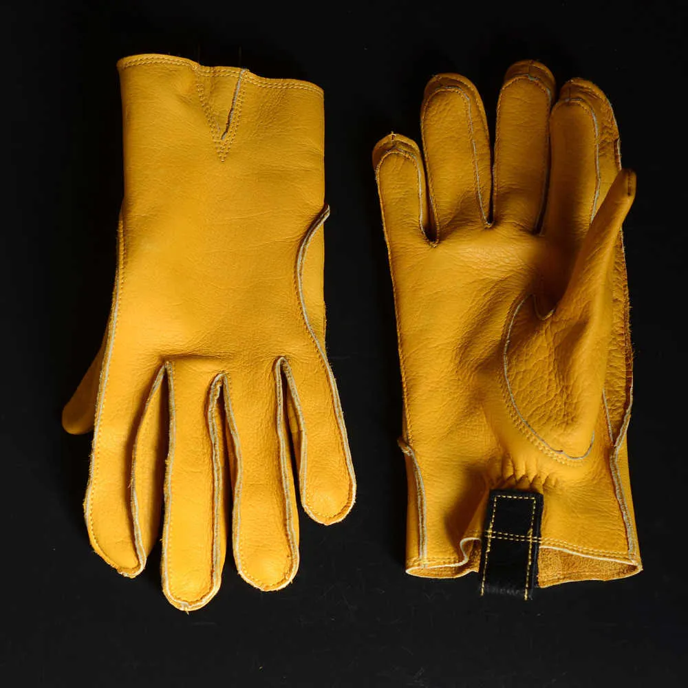 Mäns Real Leather Cowhide Unlined Work Drive Motorcykel Farm Construction Short Gloves H1022