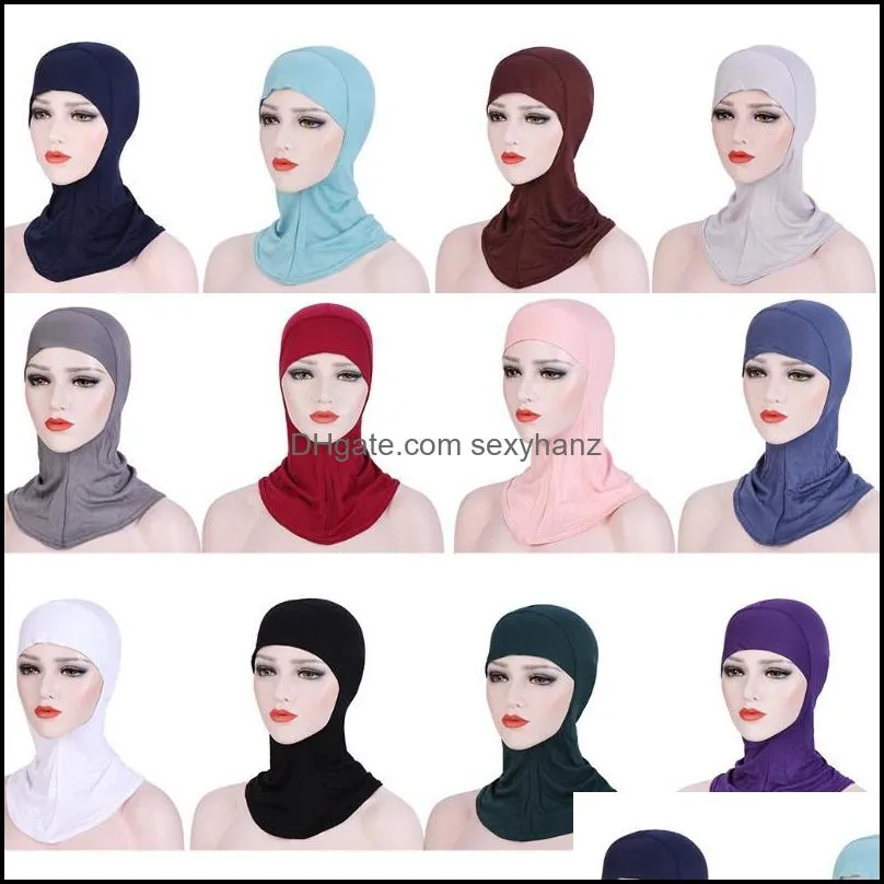 Muslim Mini Hijab Cap Under Scarf Solid Full Bonnet Inner Islamic Turban Hat1