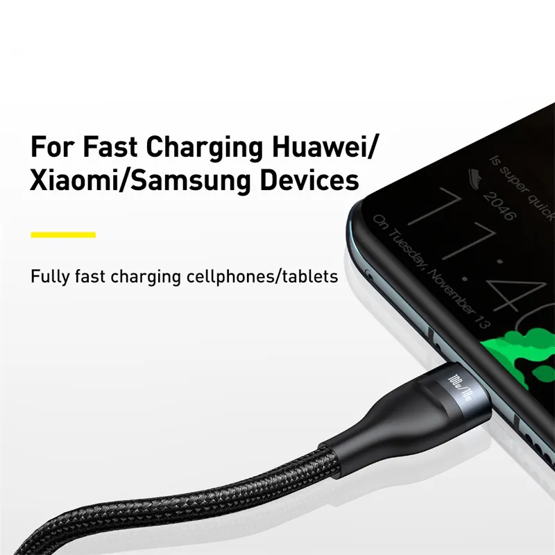 Câble USB C 5A pour câble Samsung S20 2 en 1 PD 100W QC 4. Câble USB Type C de charge rapide pour Xiaomi mi 10