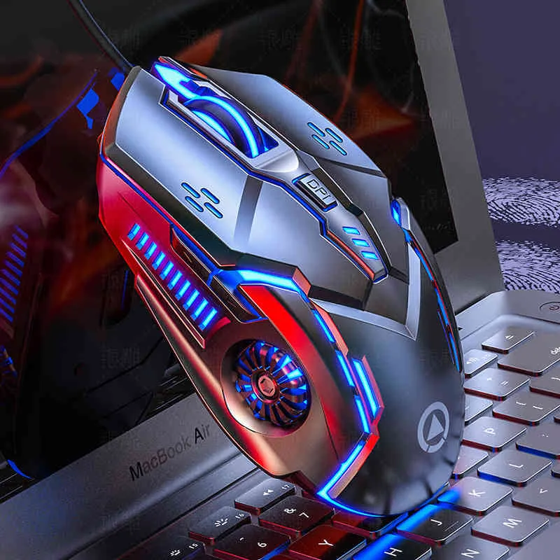 Souris de jeu ergonomique pour ordinateur Gamer, filaire, USB, 5500 DPI, silencieuse, avec rétro-éclairage LED, 6 boutons, pour PC portable