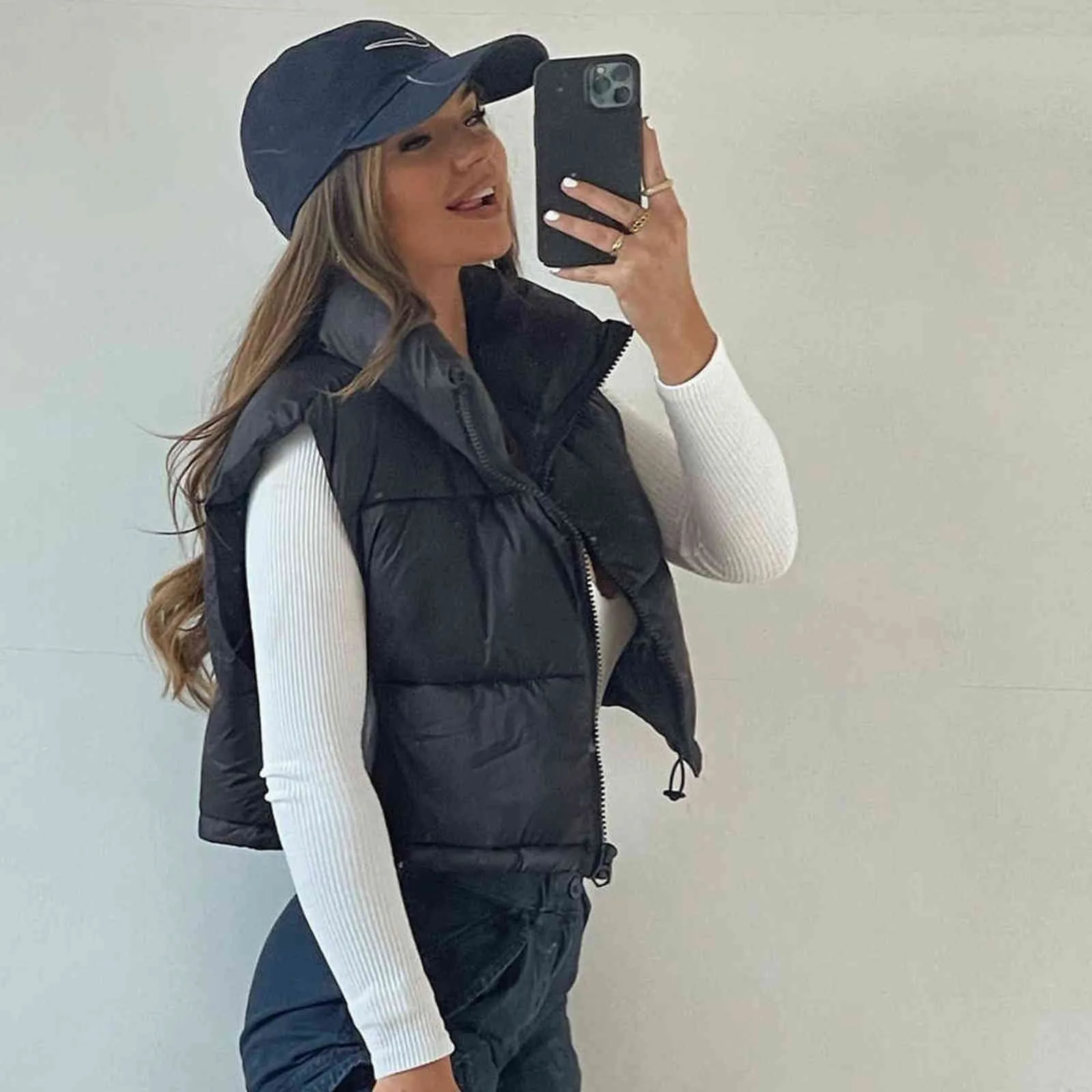 Chic Womens High Neck Cropped Cropped Black Waistcoat Vest Willshela Sleeveless Puffer Jacket For Winter Warmth From Dou02 17.29 DHgate.Com