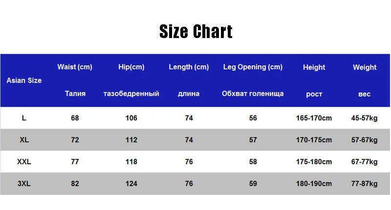 size chart for shorts