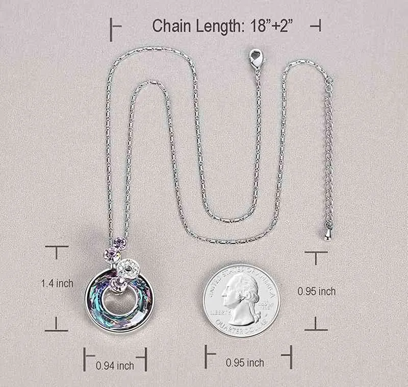 Crystal Rainbow Stone Gemstone Bubble Circle Pendant Necklace