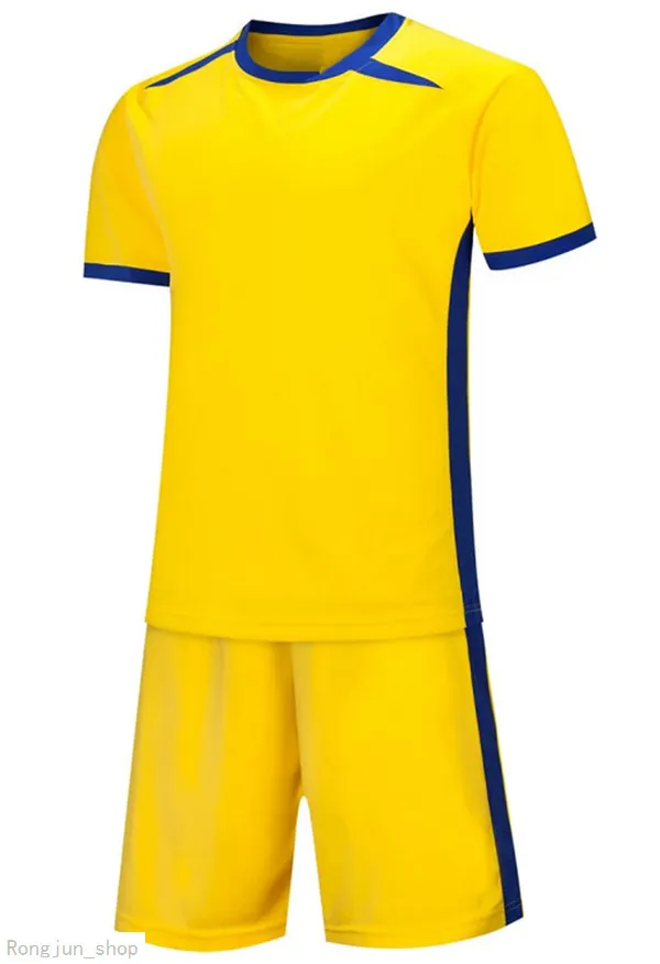 Geel Blanco Spelers Team Aangepaste Naam Nummer Voetbal Jersey Mannen Voetbal Shirts Shorts Uniforms Kits