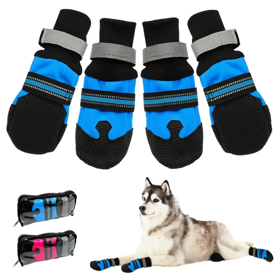 Waterdichte Winter Huisdier Schoenen Dog Apparel Antislip Sneeuw Huisdier Laarzen Paw Protector Warm Reflecterend voor Medium Large Dogs Labrador Husky 4pcs / Set