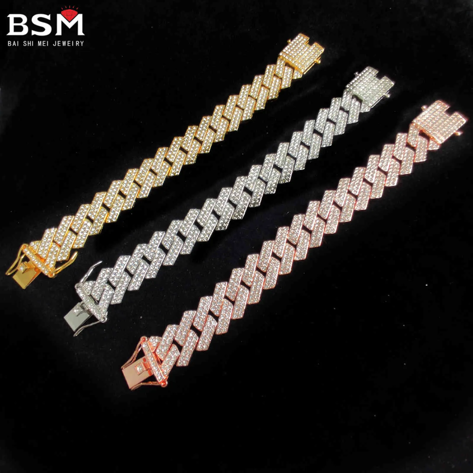 Hip hop bling mode kedjor smycken mens guld silver miami kubanska länk kedja halsband diamant iced out chian halsband gyllene gnista