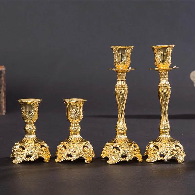 Candle titulares europeu casamento porta coleção chapeamento ouro prata vintage metal material candelero grandes velas de cera