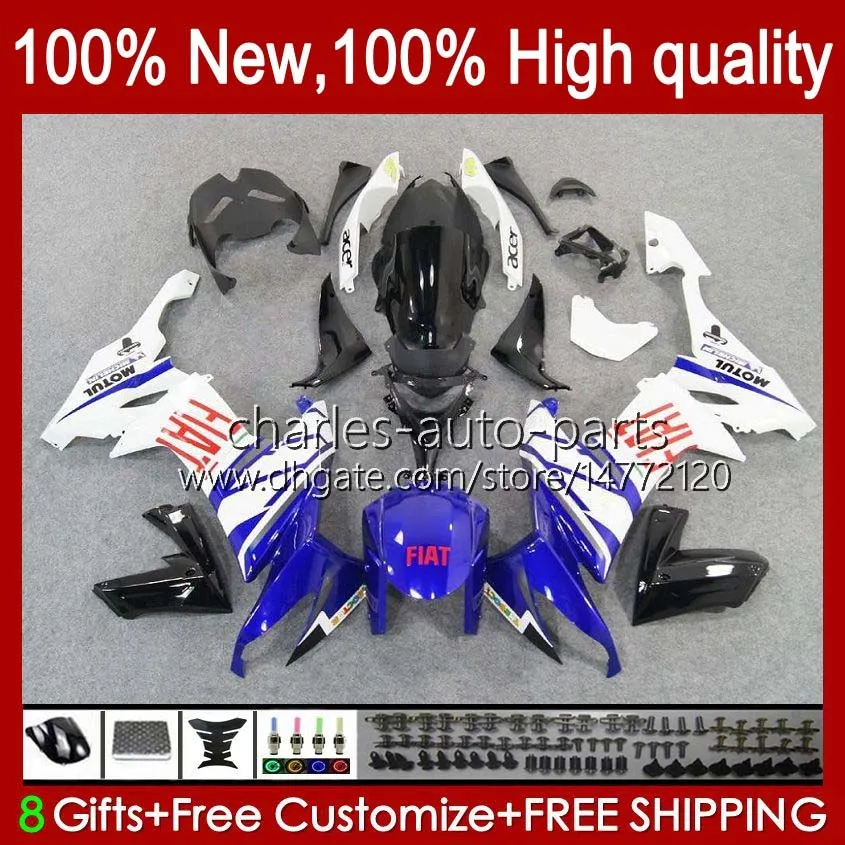 Motorfiets Bodys voor Kawasaki Ninja ZX1000C ZX-10R ZX 10R WITTE BLUE BLK 10 R 1000 CC 08-10 Carrosserie 56NO.10 ZX10 1000CC ZX10R 08 09 10 ZX1000 2008 2009 2010 Fairing Kit