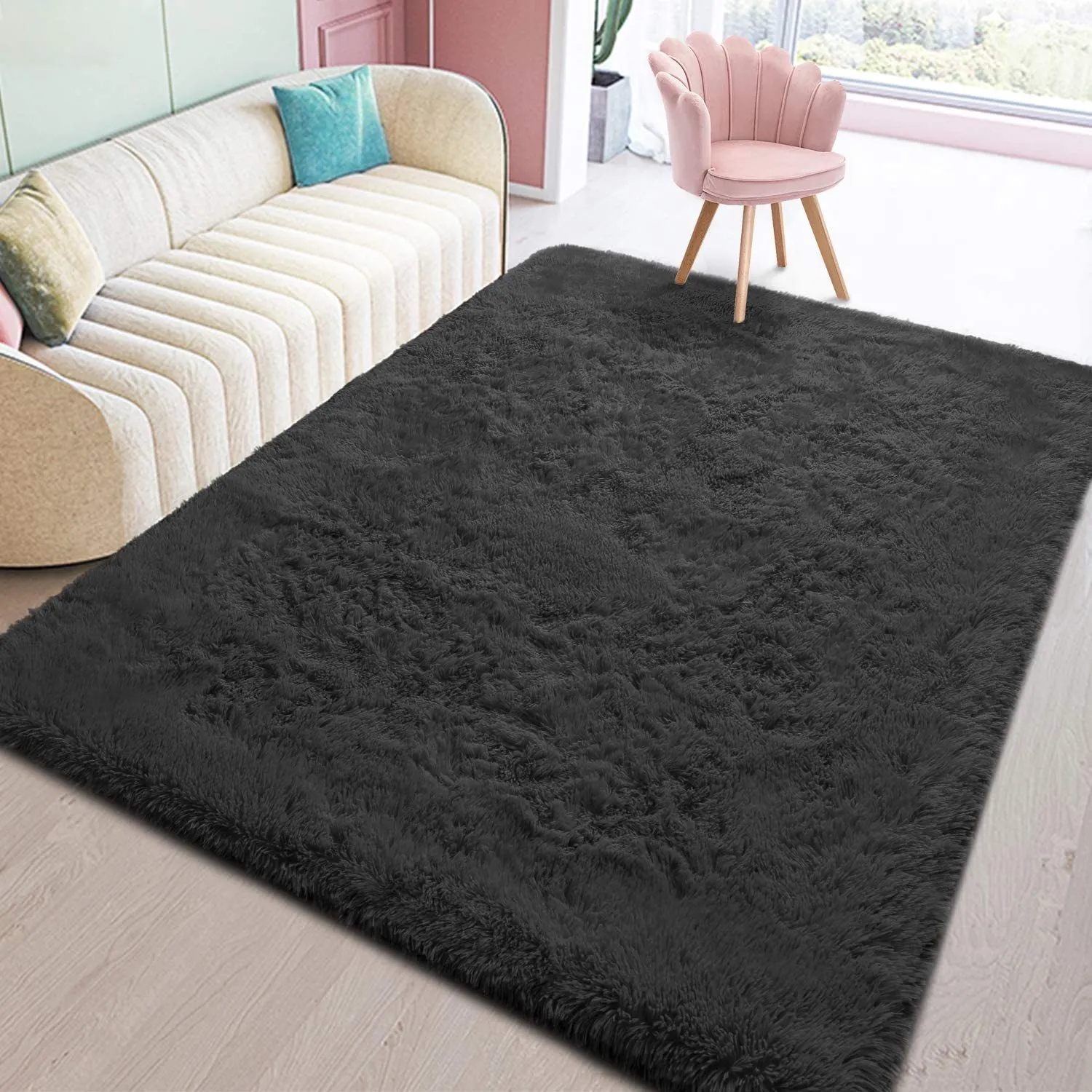 Área Pelada Moderna Shag Tapete Fluffy Macio Para Crianças Quarto Casa Decoração Esteira antiderrapante Fuzzy Tapete