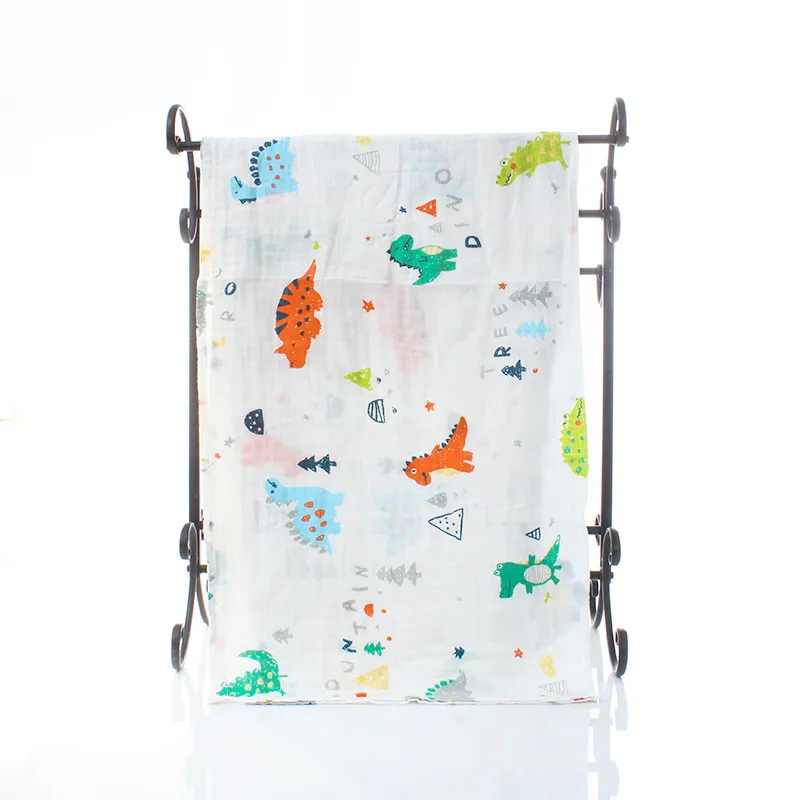 Baby Muslin Bath Towel Infant Blankets 2 Layers 100% Cotton Towels Neonatal Child Animal printed Absorb Blanket Swaddle Wrap Bedding ZYY1094