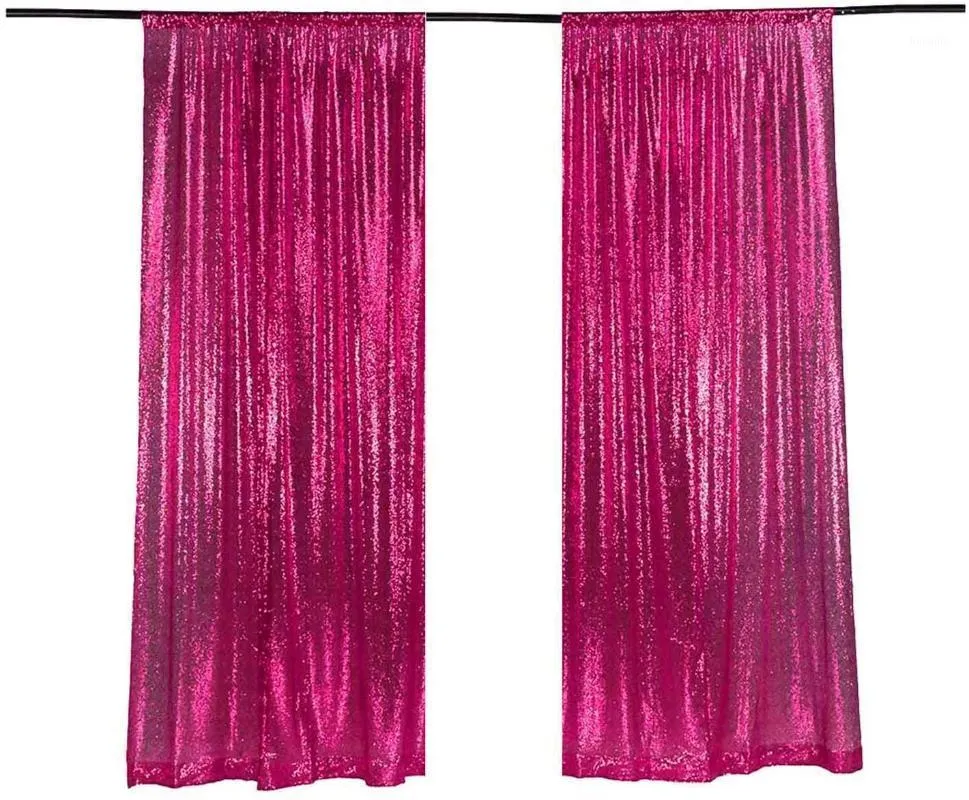 Party Decoration Sequin Backdrop 8FTx2FT Fuchsia Curtain Panels Fabric Pography Background Wedding Po Booth Baby Shower