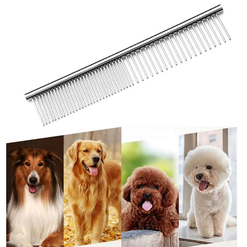 Stainless Steel Pet Combs Cat Dog Grooming beauty tools Professional Tool Rounded Teeth for Removing Knots Tangles FHL461-WLL