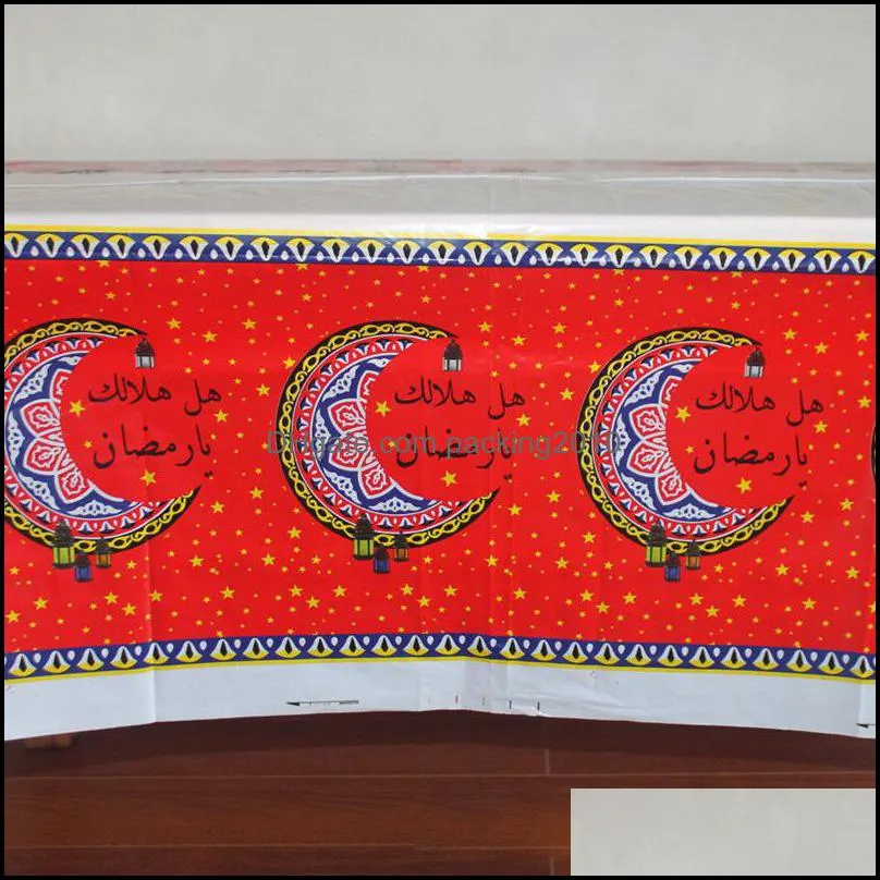 Plastic Ramadan Table Cover EID Mubarak Decoration Tablecloth for Muslim Islamic Party Tableware 5 Styles for Choosea25