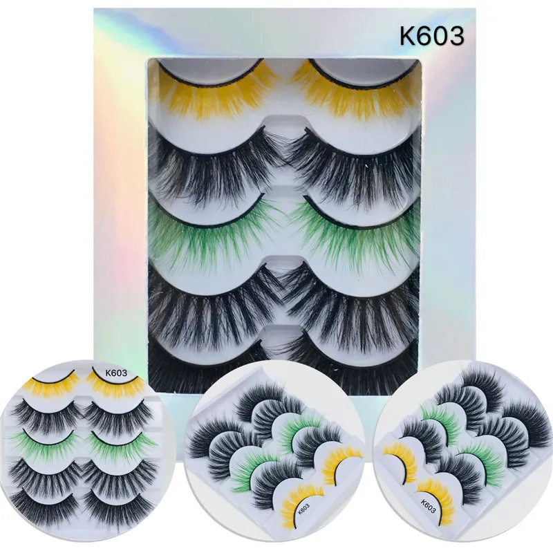 5 par Faux Norek Fałszywe rzęsy 6 Style Grube Ręcznie Made Eye Lashes Extensions K600 ~ K605