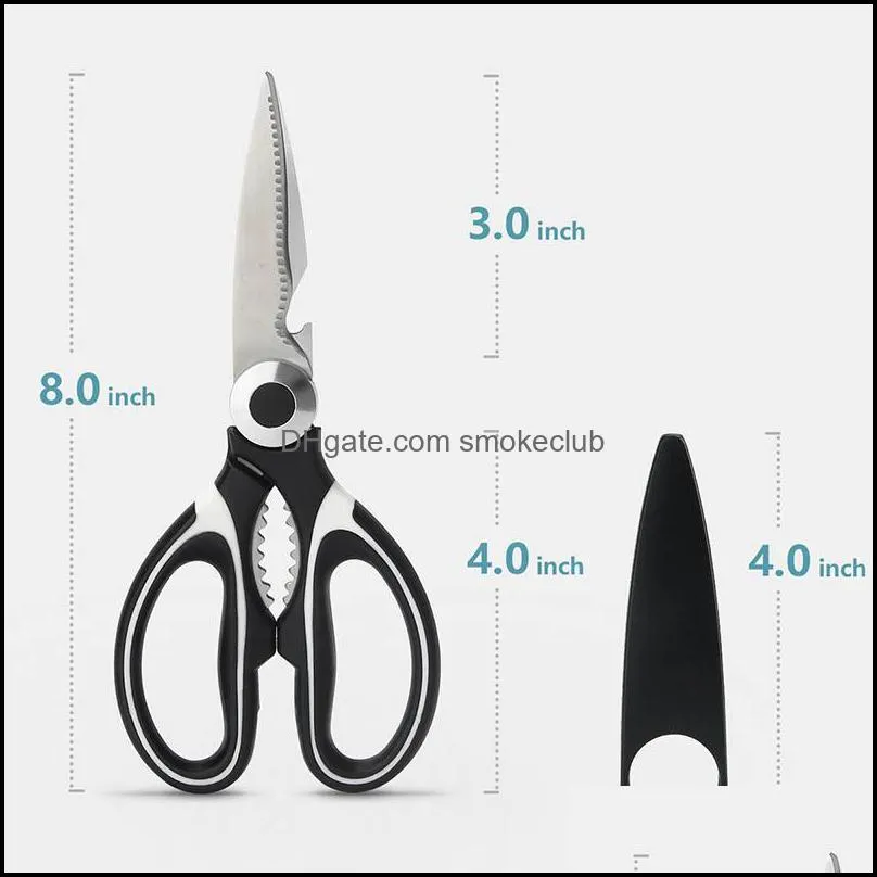 Stainless Steel Kitchen Scissors Multi-Purpose Kitchen Shears With Blade Cover Vegetable Slicer Smart Cutter kitchen Tools RRD6863
