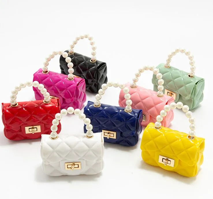 Mini Pearl Handbag Kids Crossbody Bag Jelly Bags Chain Change Key purse children handbags baby coin wallet