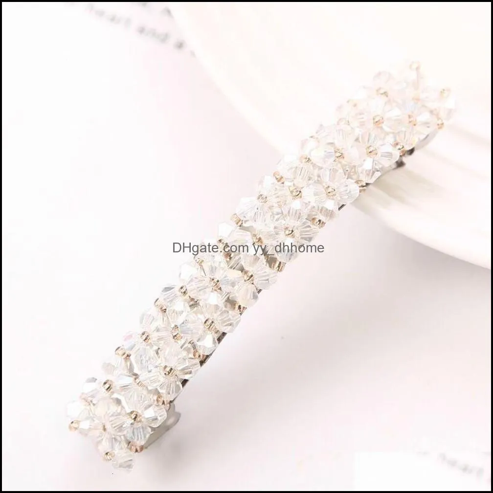 Korean jewelry flash diamond headdress hairpin four rows of crystal fishline knitting edge clip exquisite one word spring