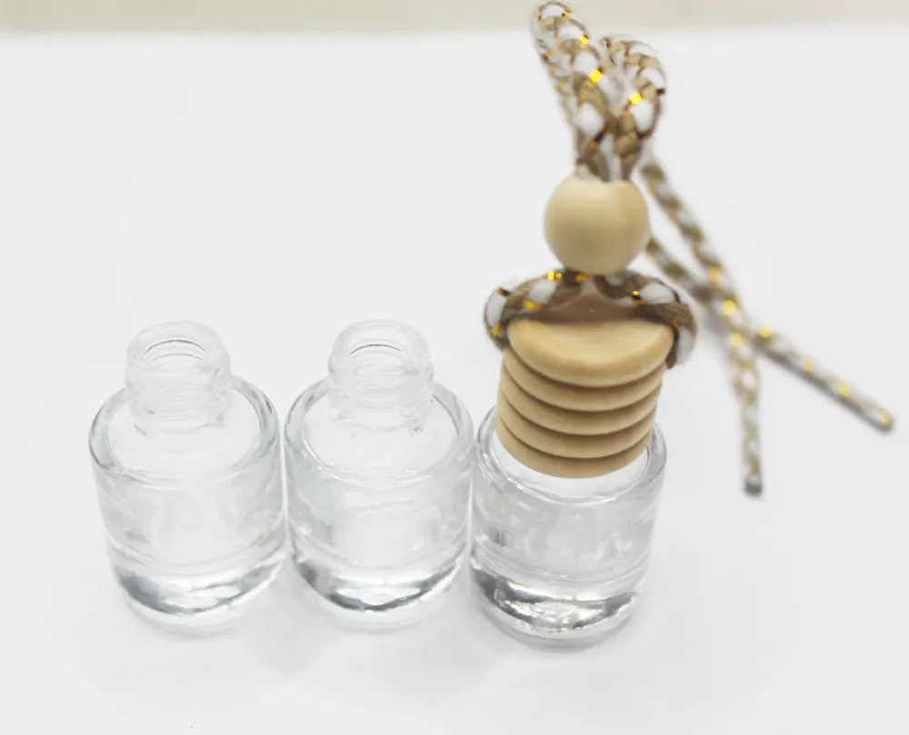 High transparent 6ML car pendant perfume bottle  Oils Diffusers Cylinder bottles glass aroma perfume`s empty Container DIY drill Home Fragrances DH8967