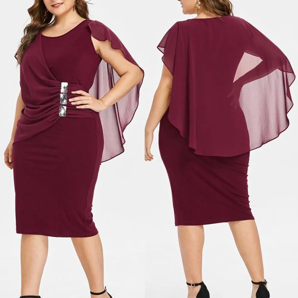 sachin and babi light blue dress Chiffon Cape Overlay Dress  GO-GLAM