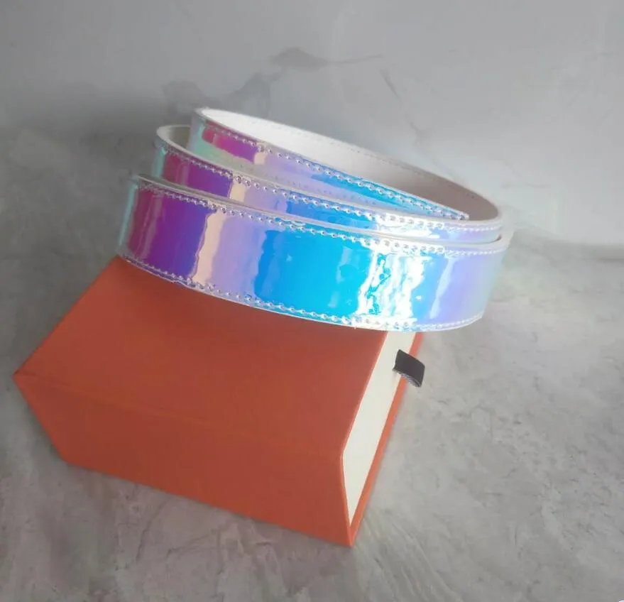 Nowy projektant mody Shiny Belts Mens damskie pasy biznesowe luksusowy pasek gładki klamra oryginalna dla kobiet pasek w talii z pudełkiem