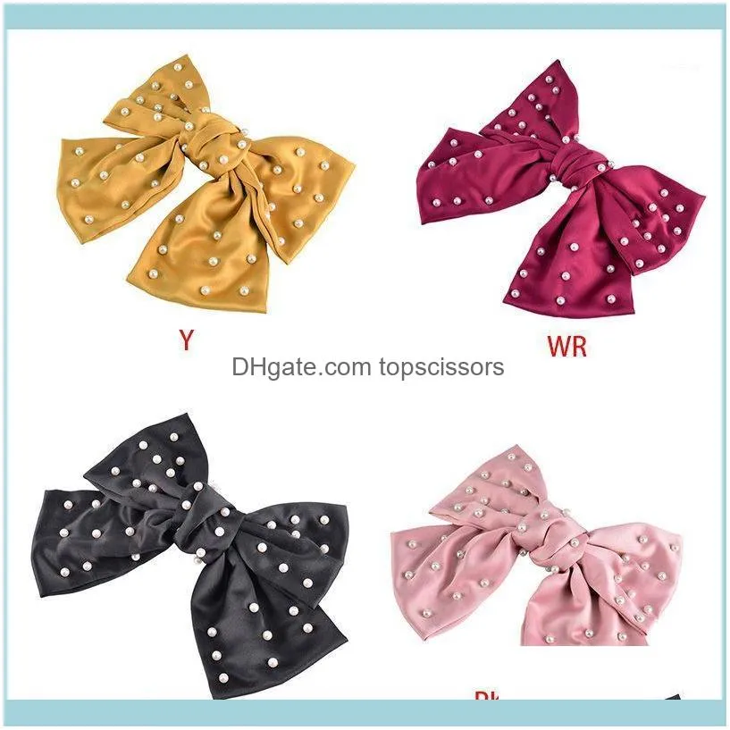 Ferramentas de Aessórios ProductsSweet Meninas Big Bow laços Cabelo Clipe Imitação Pérola Bowknot Hairpin Duas Camadas Sat1 Drop Delivery 2021 Fudb2