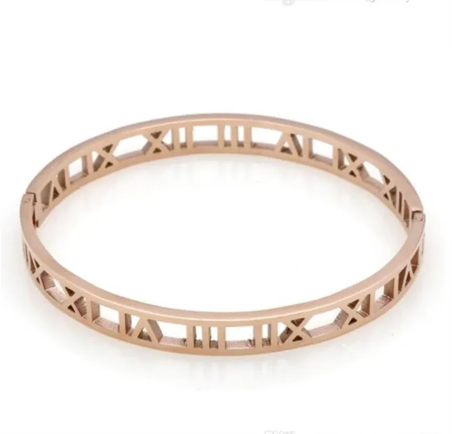 2022 Moda Moda Prata Aço inoxidável Chaço Roman Bracelet Jóias Bulbantes de ouro rosa Bracelets para mulheres Bracelet3260985