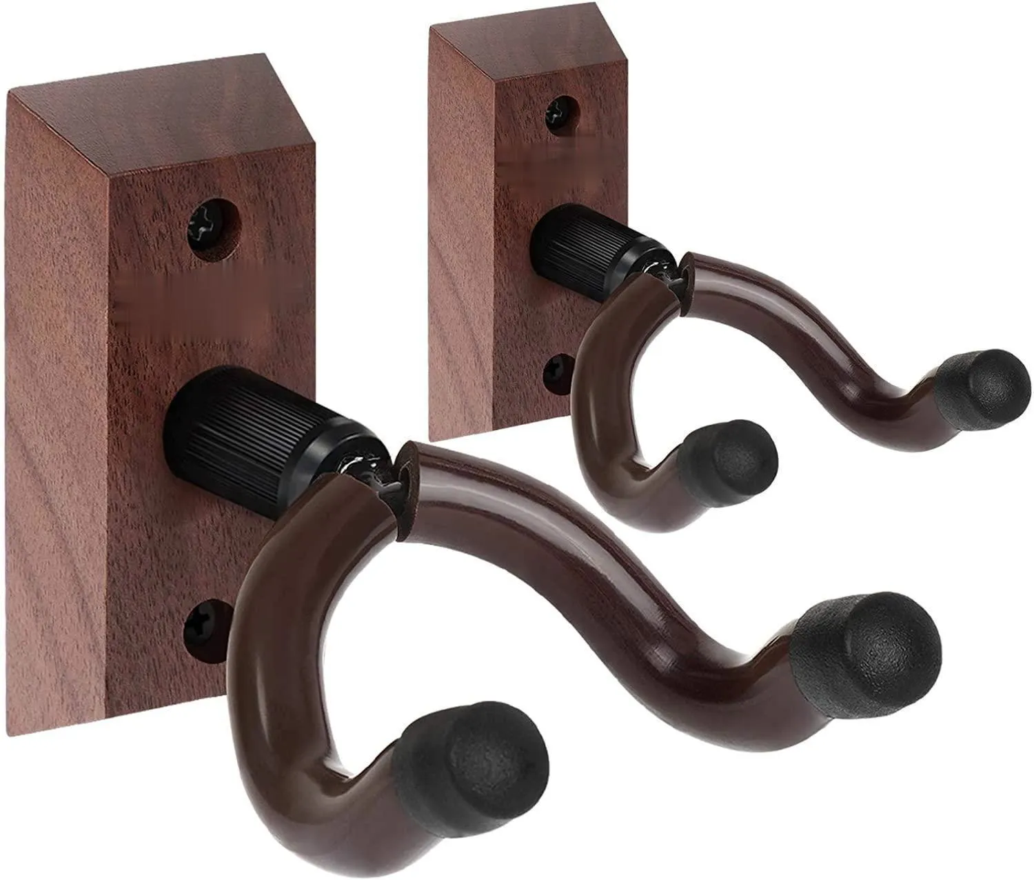 Guitar Wall Mount, Guitar Hanger Wall Hook Holder Stand with Screws, Black Walnut Guitar Wall Mount Hanger 2 Pack