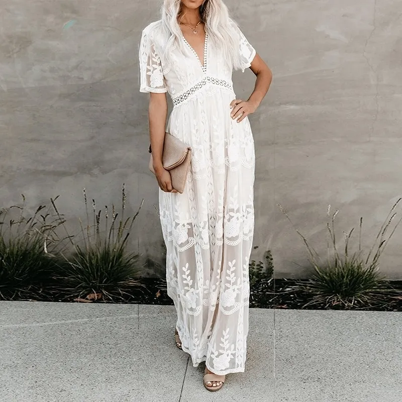 White lace deals tunic dress