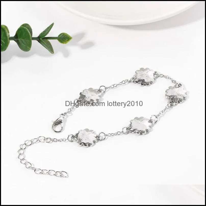 Fashion Silver Color Daisy Flower Bracelet Charms Enamel Sunflower Jewelry Woman Chain Link Bracelets Accessories Link,