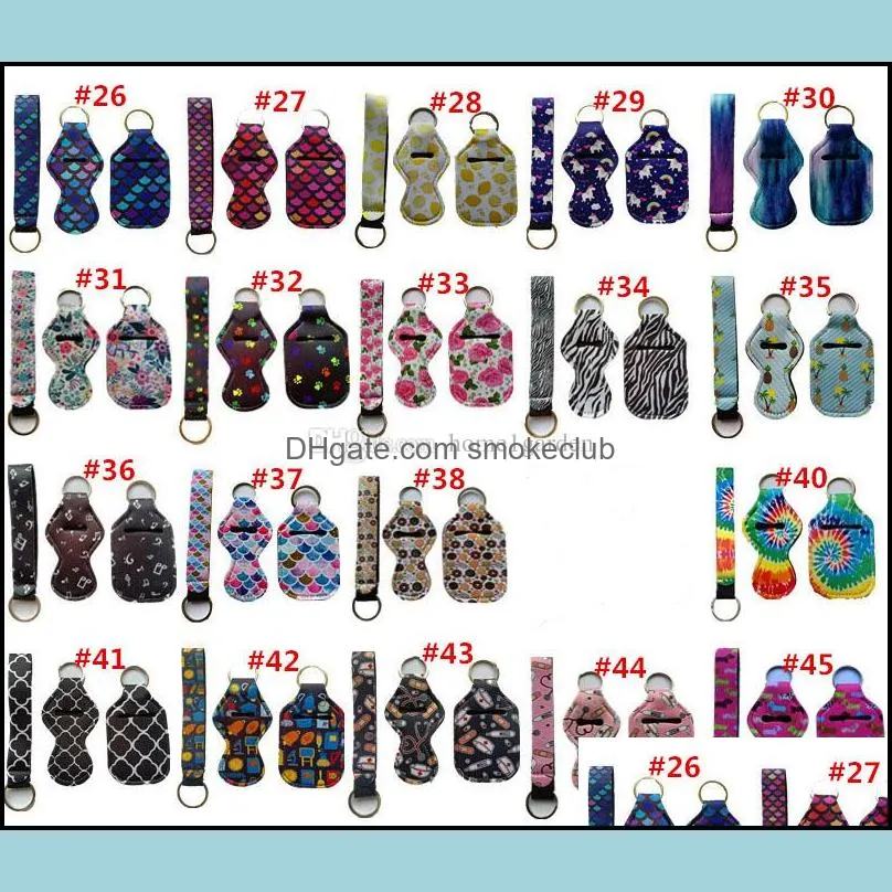 Hand Sanitizer and Chapstick Holder Keychains for Party Favor, Including 30ml Bottle, Wristlet Lanyard, Clip 83 Colors