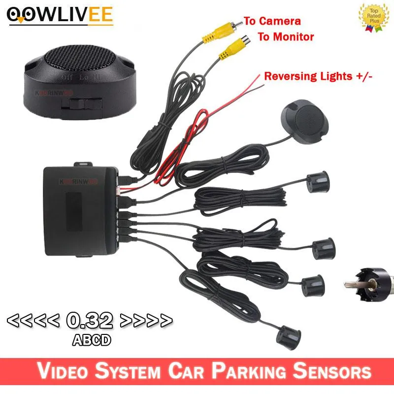 Car Rear View Cameras& Parking Sensors For Cars Auto 22MM Black/Silver/Gold Partronics Shows Distance On Camera And Monitor