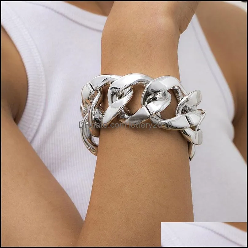 Fashion Geometric Hip Punk Statement Bracelet For Women Big Cuban Chain Jewelry XR-35 Link,