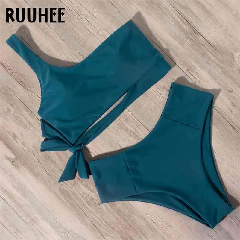 RUUHEE One Shoulder Bikinis Set Bademode Frauen Push Up Badeanzug Badeanzug Frau Weibliche Beachwear Biquini 210621