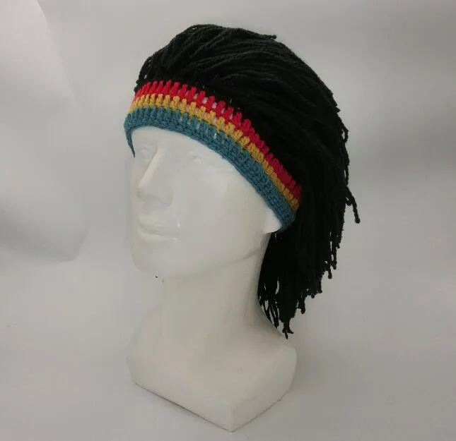 Rasta Wig Beanie Caps For Men Handmade Crochet Winter Warm Hat Gorros Halloween Holiday Birthday Gifts Funny Party Balaclava GC658