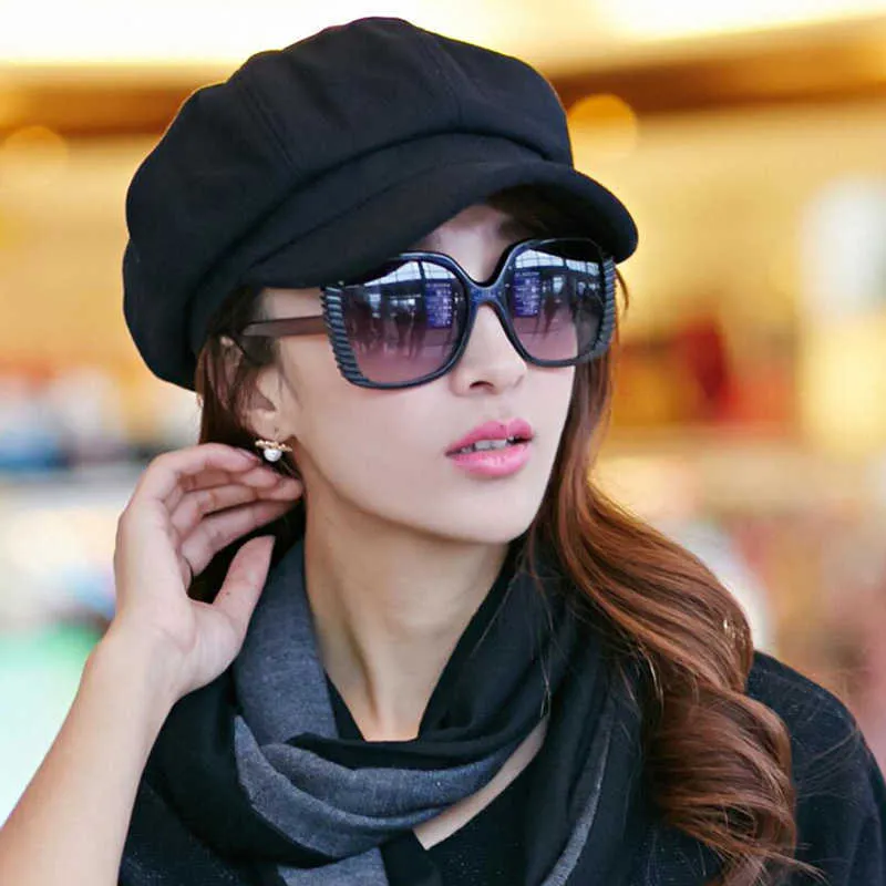 Newsboy Caps New Women Newsboy Gatsby Cap Octogonal Baker Beret Beret Driving Hat Feminino Sunscreen Chapéus Pintor Tour Cap