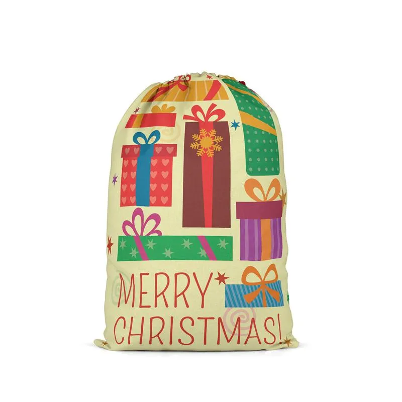 Christmas New Cartoon Gift Bags Christmaes Candy Bag Linen Drawstr Drawstring Pocket Party Supplies Festive Ornaments Dhl Free