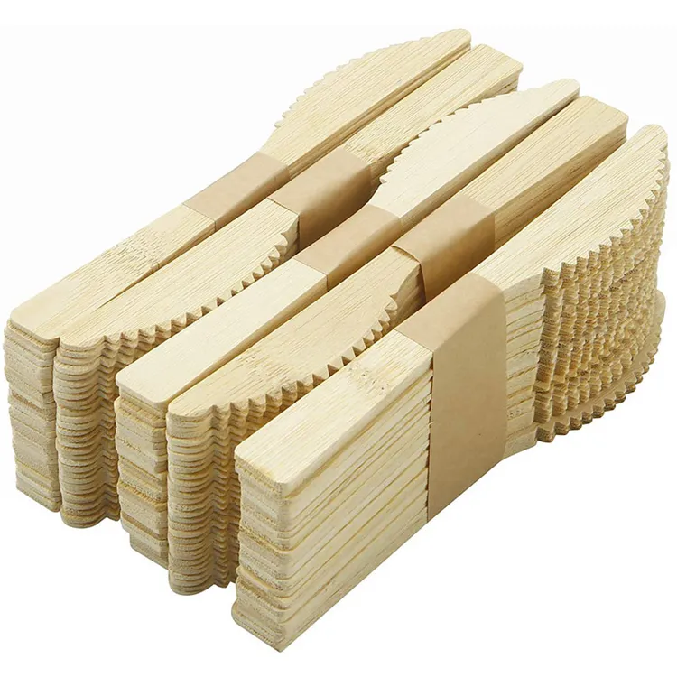 Nieuwste bamboe servies set 17cm milieubescherming wegwerp bamboe mes / vork / lepel afbreekbaar servies zc089