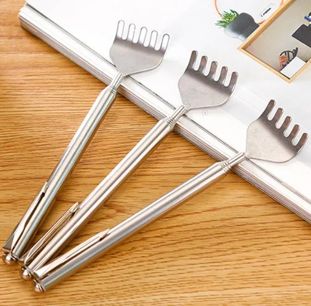 Portable Stainless Steel Telescopic Back Scratcher with Pen Clip Body Scratching Tool Free Wholesale