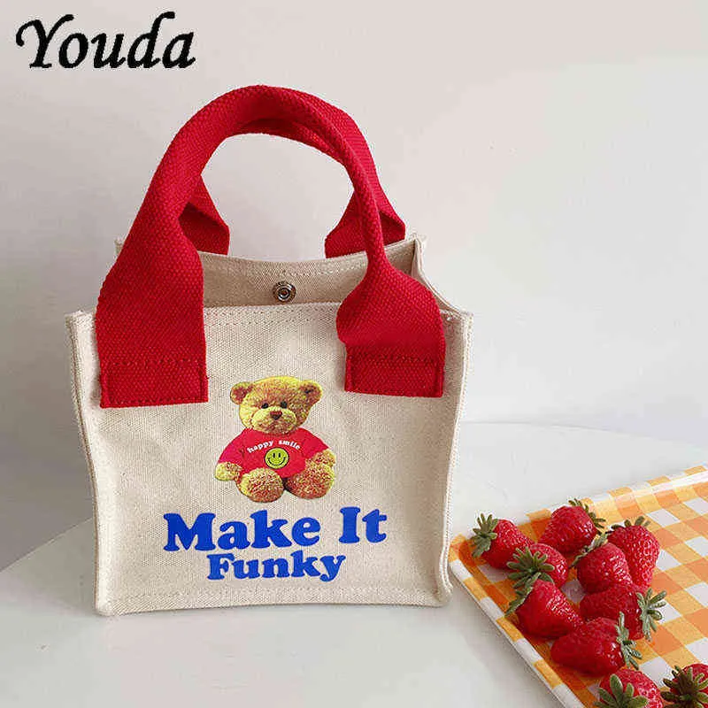 Boodschappentassen youda mini voor vrouwen canvas handtassen herbruikbare lunch tas casual draagtas vrouwelijke handtas kleine katoenen pouch meisjes 220307